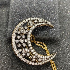 Rarities 2.2ctw White Zircon Vermeil Moon Pin